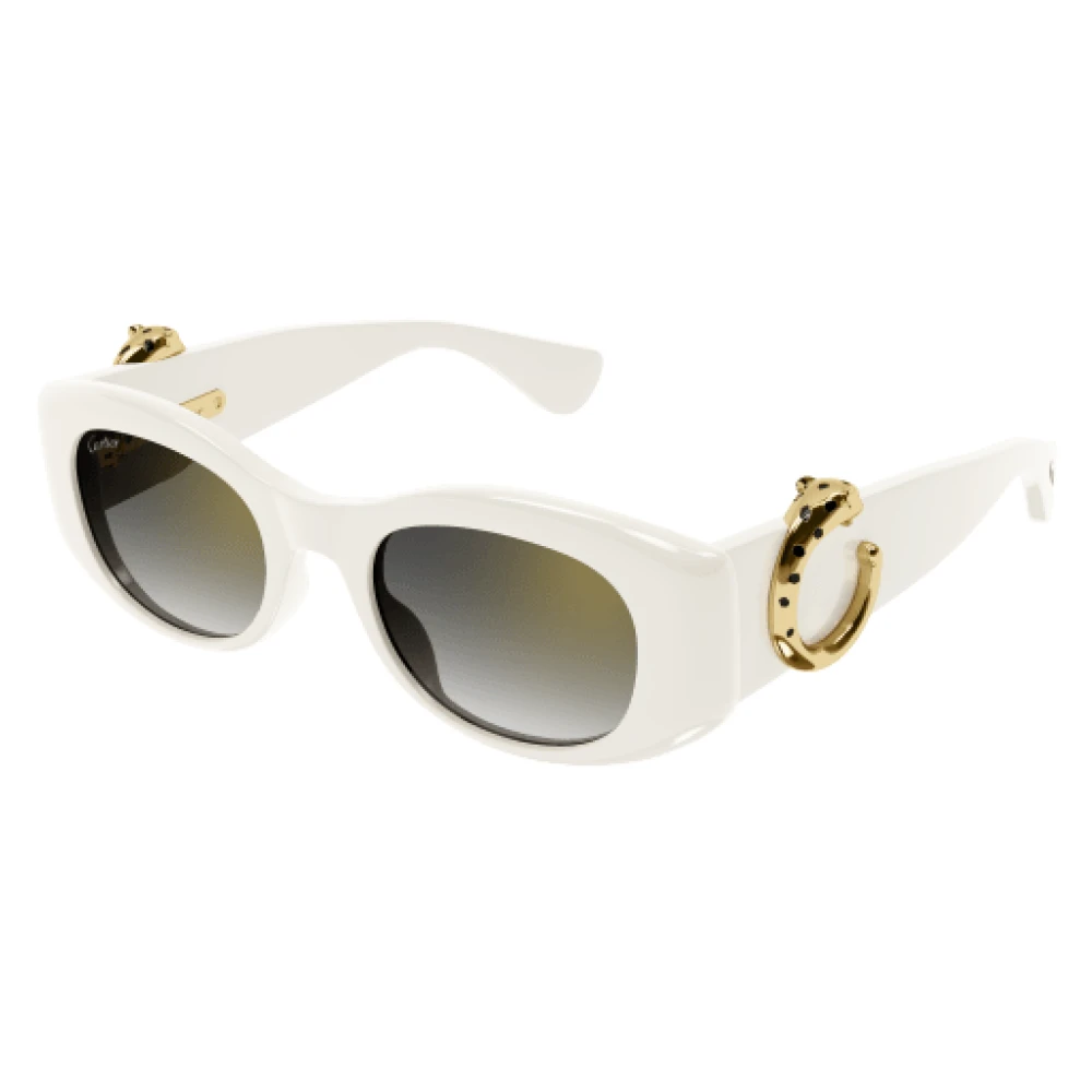 Cartier Stiliga Cateye Solglasögon i Vitt White, Dam