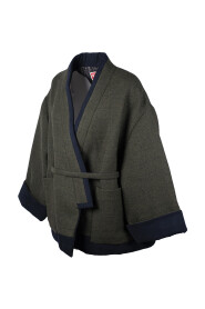 Militärgrüner Woll-Kimono-Mantel