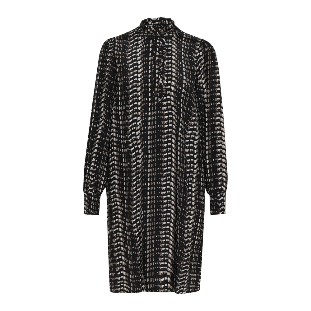 Kaffe Korte Jurk Zwart Wit Olifant Grafisch Black Dames