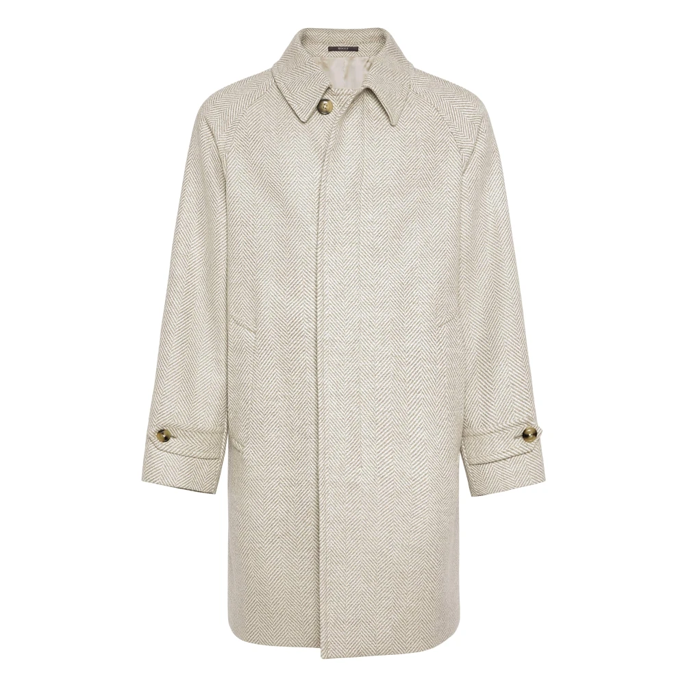 Boggi Milano Enkelrijige wollen jas Beige Heren