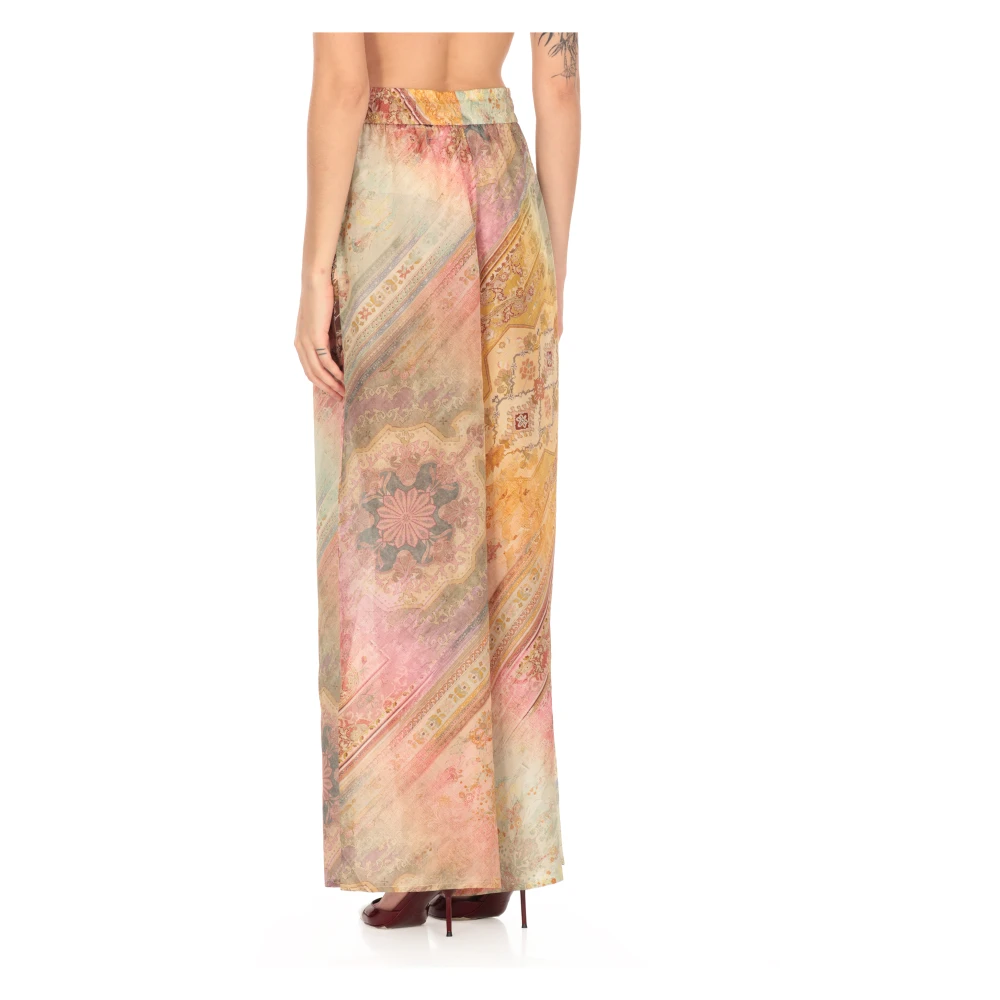 Zimmermann Zijden Multicolor Elastische Taille Trekkoord Broek Multicolor Dames