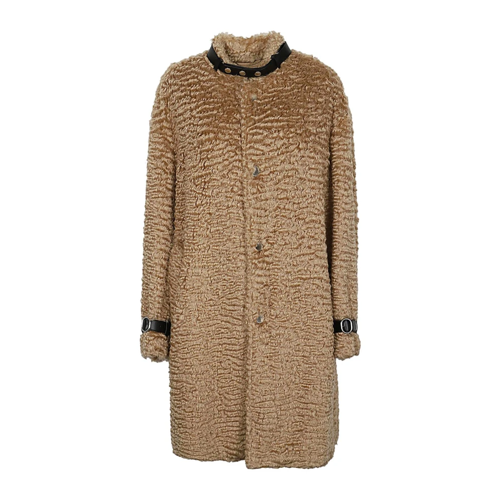 Jil Sander Women's Beige Shearling Collar Coat