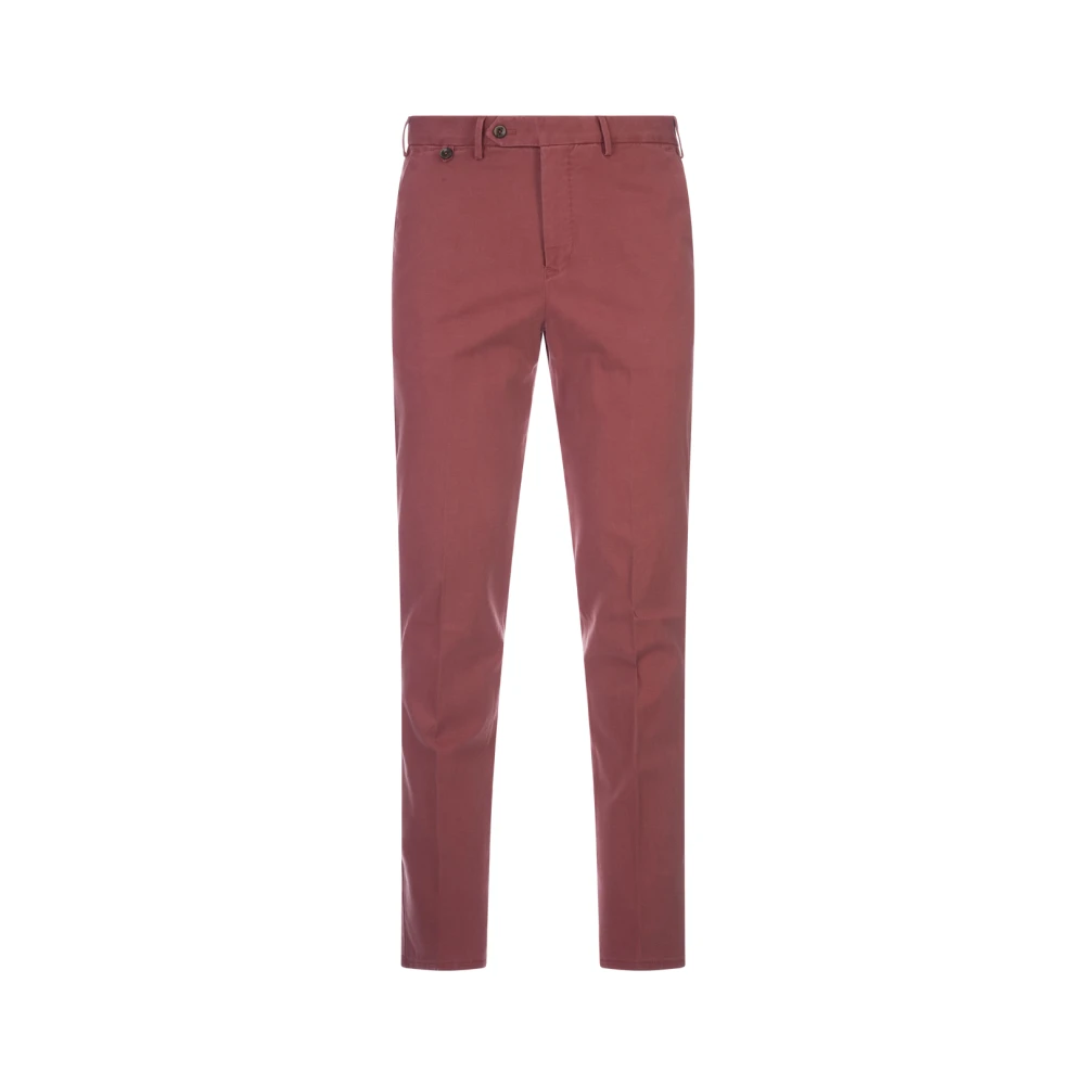 PT Torino Rode katoen-lyocell broek met middelhoge taille Red Heren