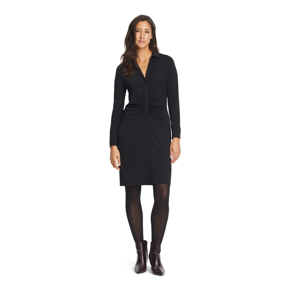Vera Mont Jerseyjurk met plooien Black Dames