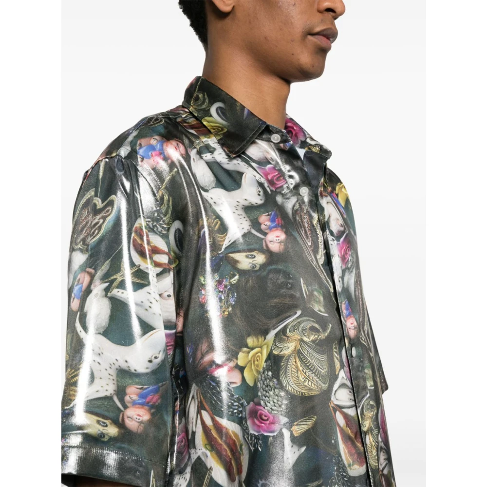 Acne Studios Grafisch-print lamé shirt Multicolor Heren