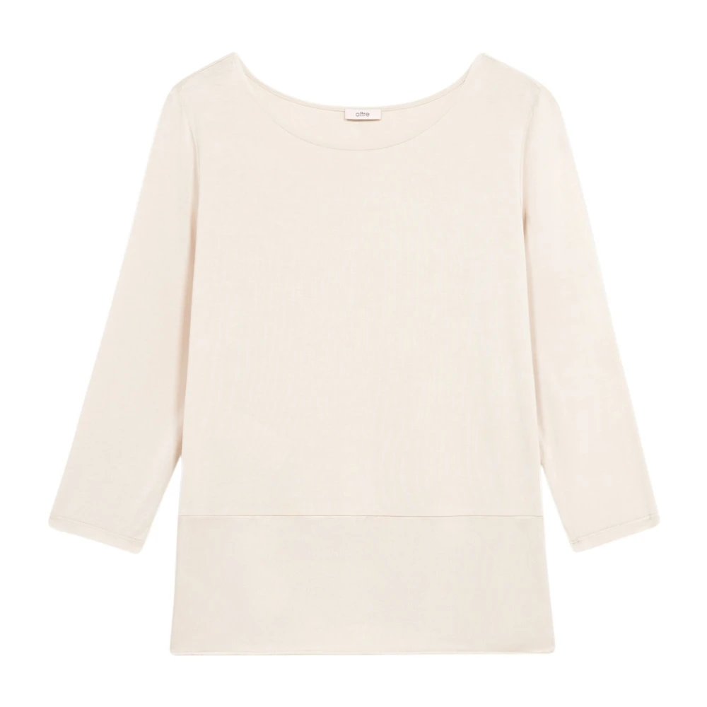 Oltre Satin Inzet T-Shirt Beige Dames