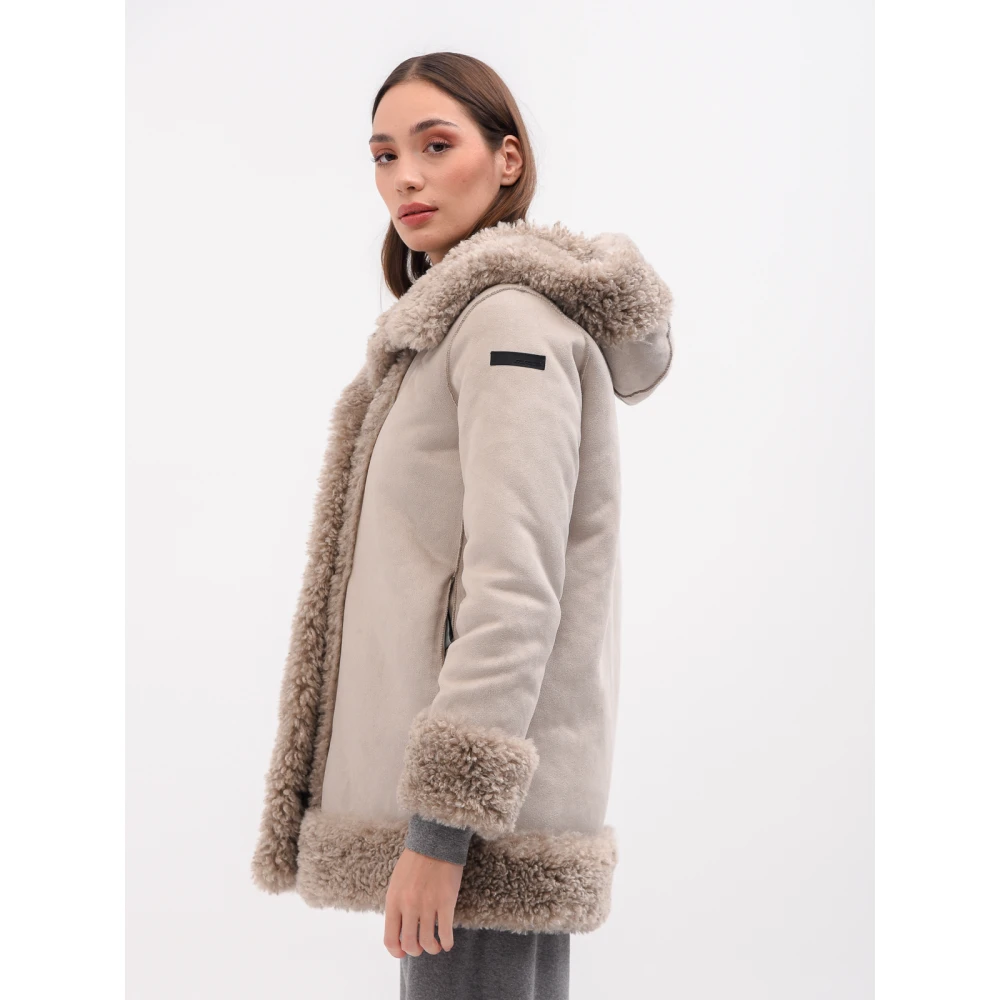 RRD Omkeerbare Faux Shearling Jas met Capuchon Gray Dames
