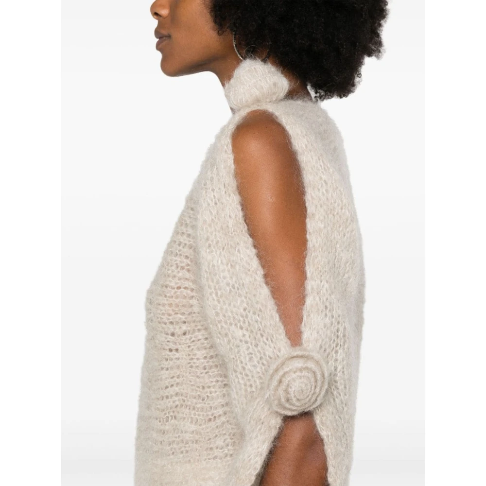 Blumarine Beige Mohair Trui met 3D Rozen Beige Dames