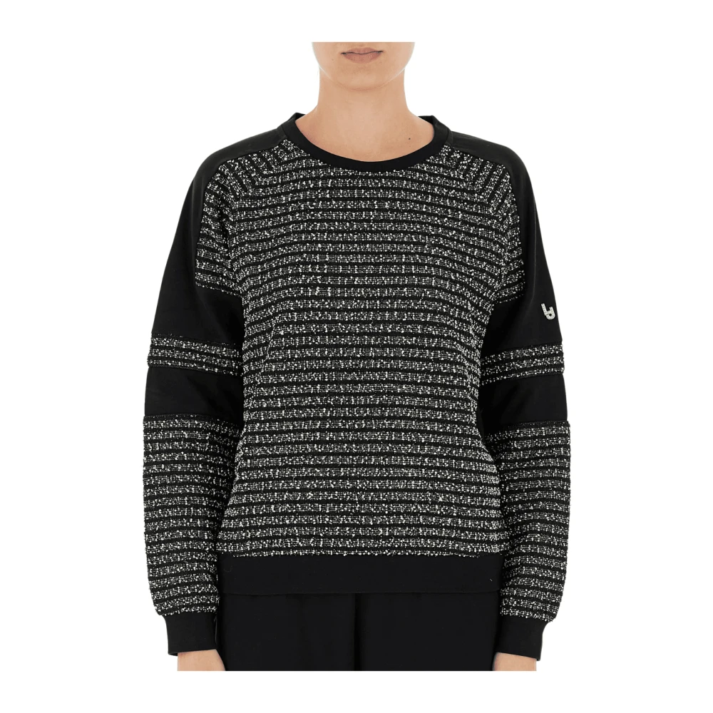 Liu Jo Stijlvolle Sweatshirt in Zwart Wit Black Dames