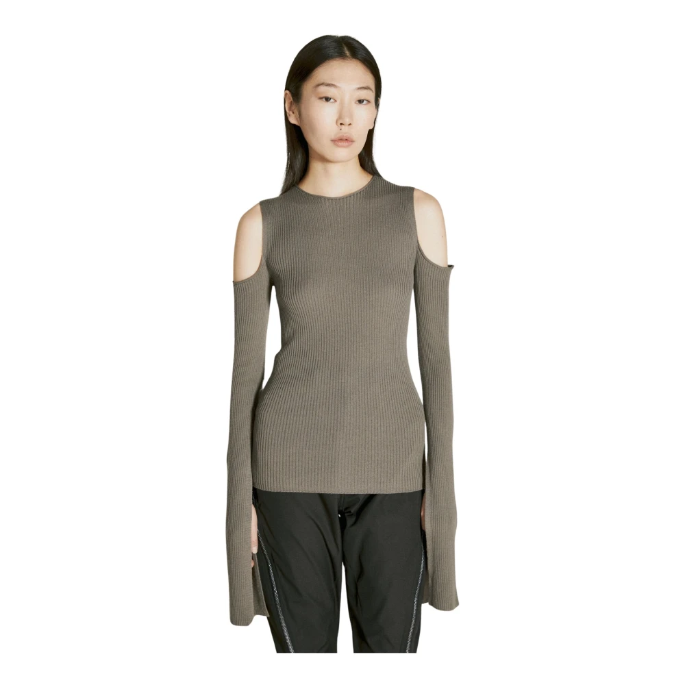 Rick Owens Cape Sleeve Knit Sweater Gray Dames