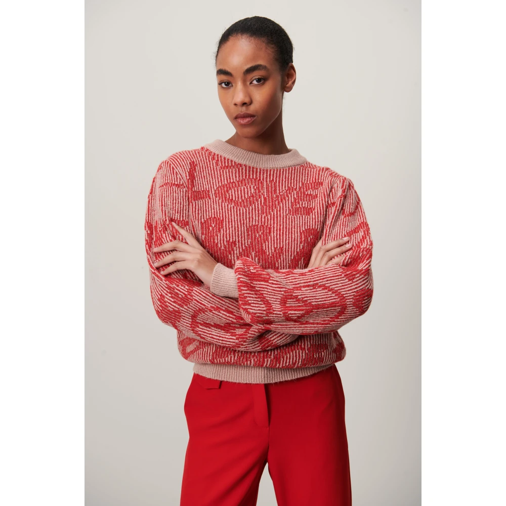 Jane Lushka Love and Peace Pullover | Rood Melange Red Dames