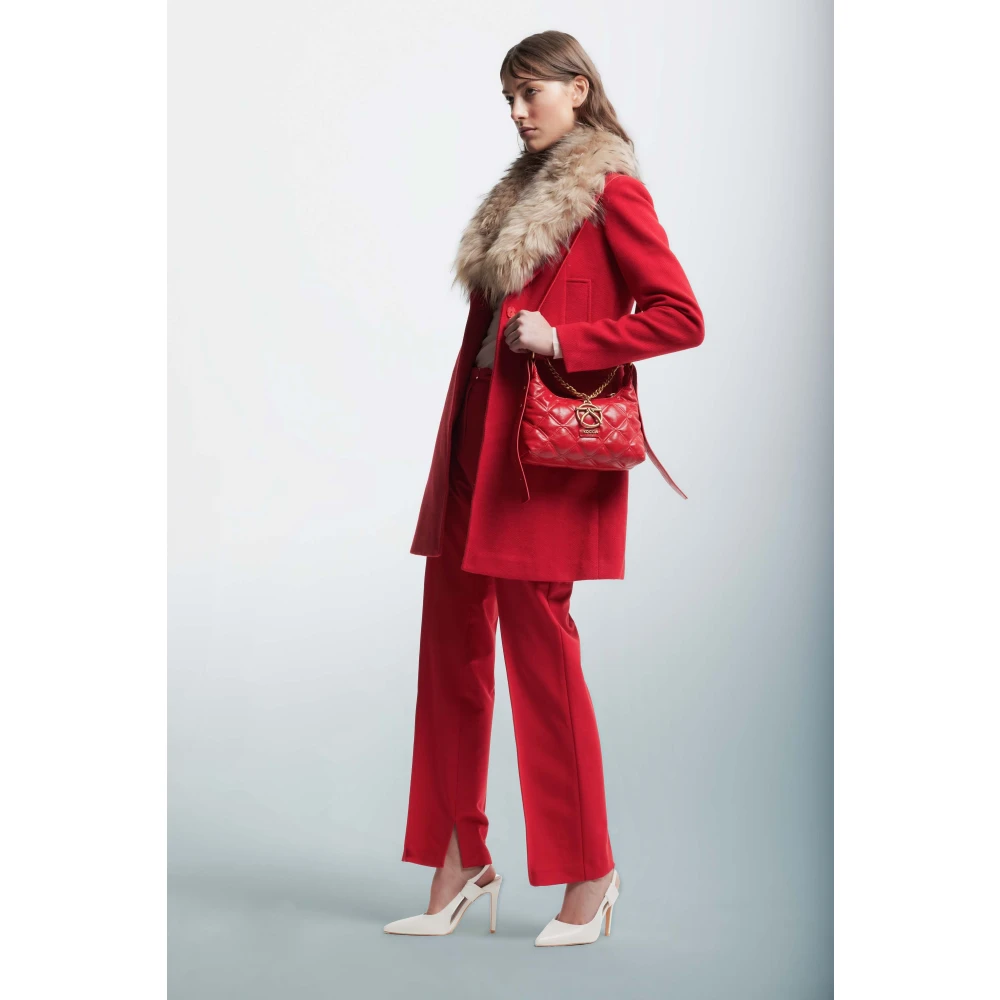 Kocca Wollen jas met bontkraag Red Dames