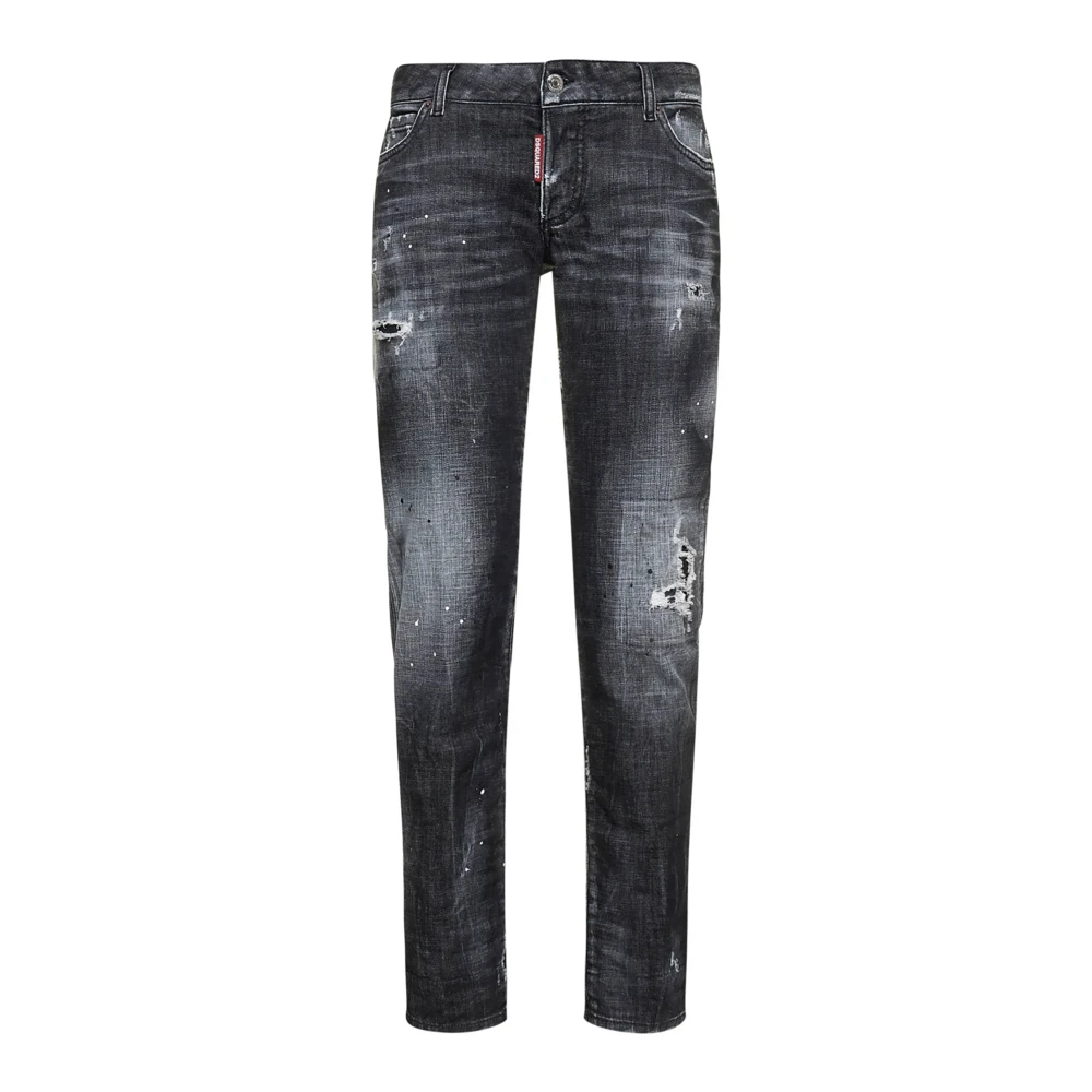 Dsquared2 Slim-fit Distressed Svarta Jeans för Kvinnor Black, Dam