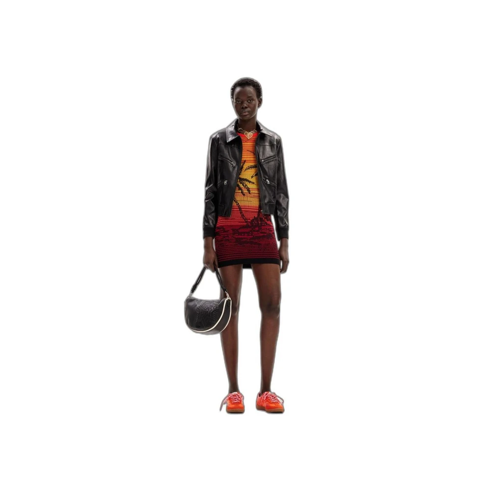 Desigual Rode Viscose Midi Jurk Red Dames