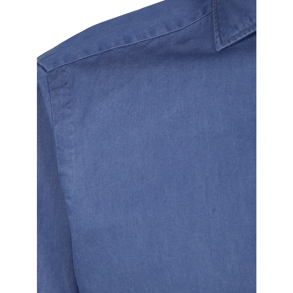 Barba Napoli Denim Klassiek Overhemd Blue Heren