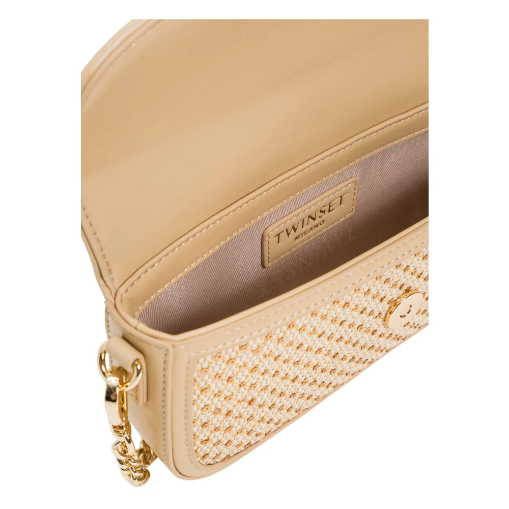 Twinset Amie Top Handvat Schoudertas in Natuurlijk Raffia Yellow Dames