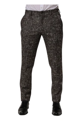 Wool Plaid Skinny Dress Trouser Pants