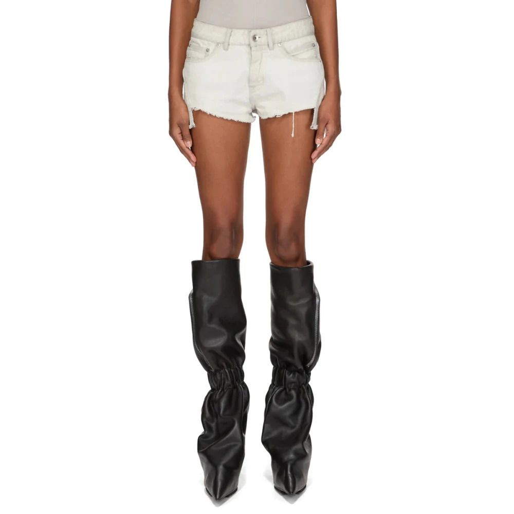 Rick Owens Women's White Bias Cutoffs Shorts