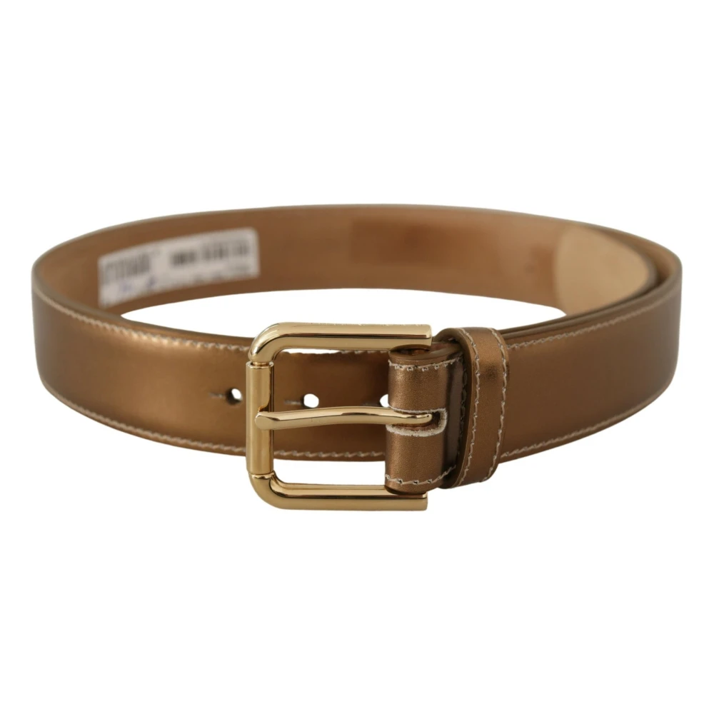 Dolce & Gabbana Vrouw Bruin Leren Riem Met Logo Gesp