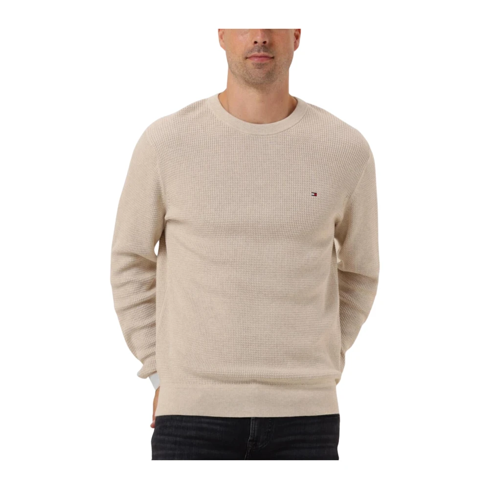 Tommy Hilfiger Verfijnde Structuur Trui Beige Heren