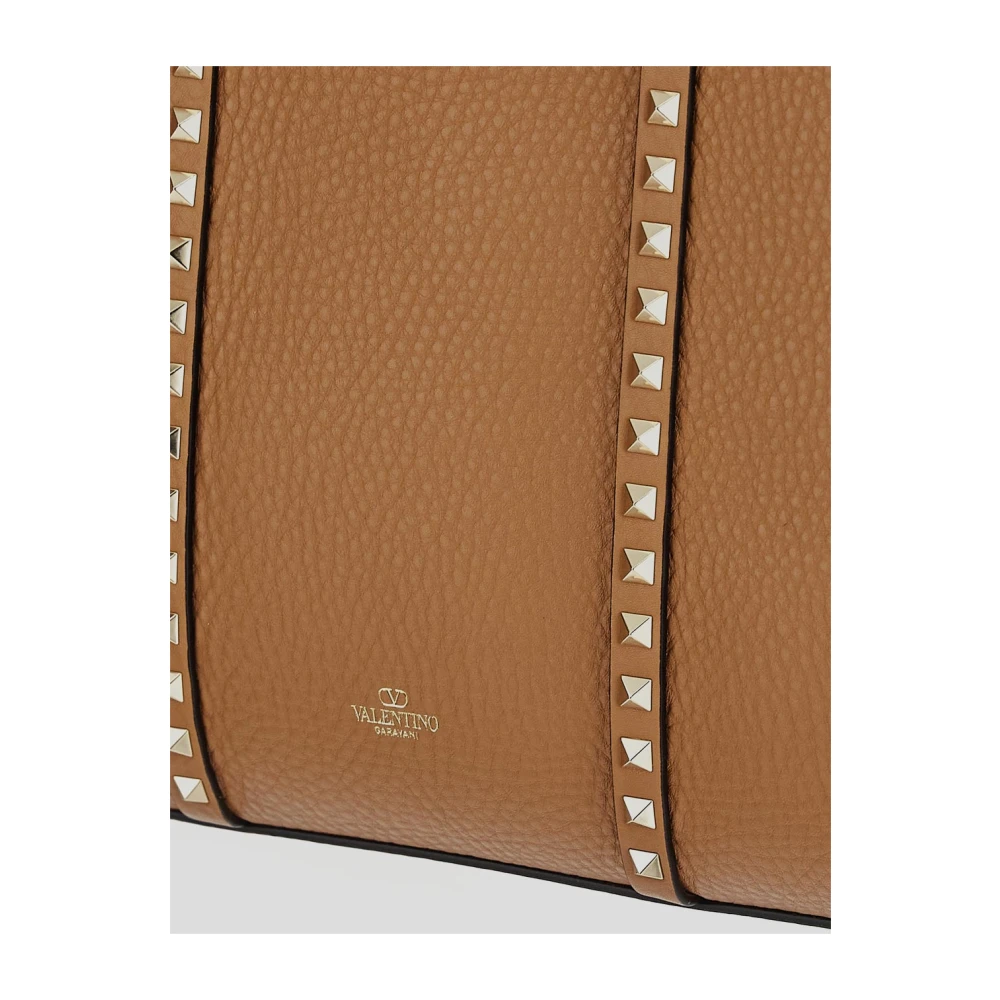 Valentino Garavani Studded Leren Tote Tas Beige Dames