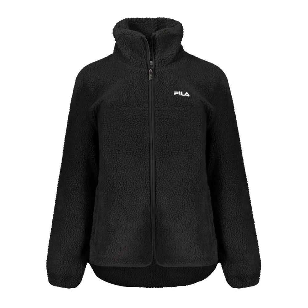 Fila Zwarte Geborduurd Logo Langemouw Jas Black