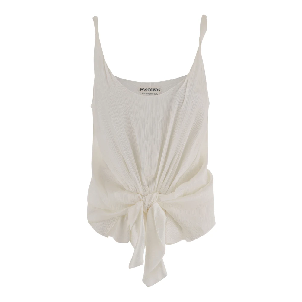 Jw Anderson Women's White Silk Tank Top With Knotted Waist - Sleeveless Tops - Xs - Tops