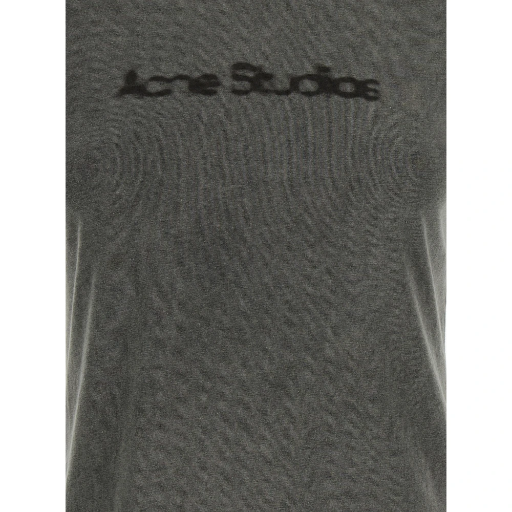Acne Studios Grijze Logo Print Ronde Hals T-Shirt Gray Dames