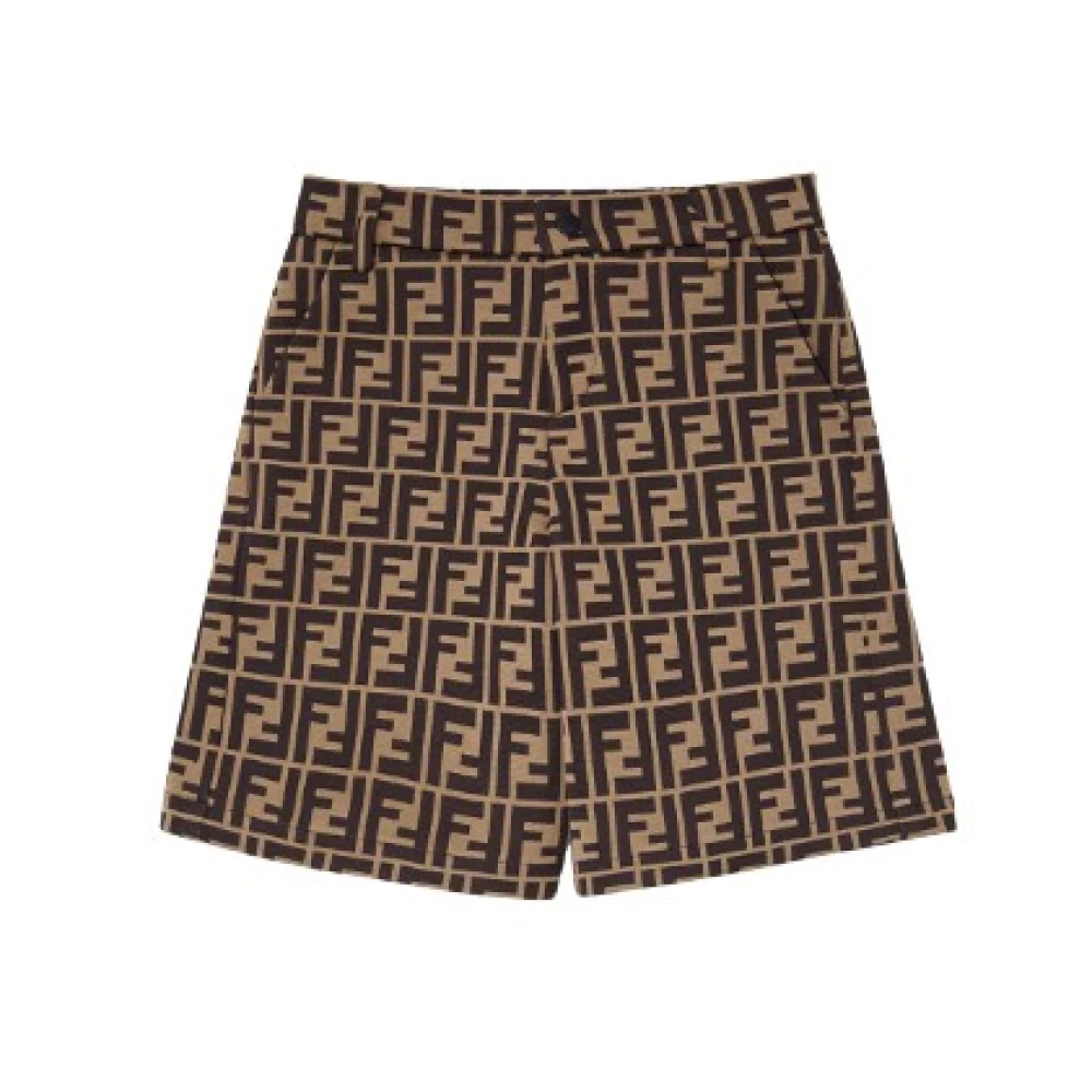 Fendi Ff Monogram Shorts - Brown F0E0X - Size 10Y - Image 3