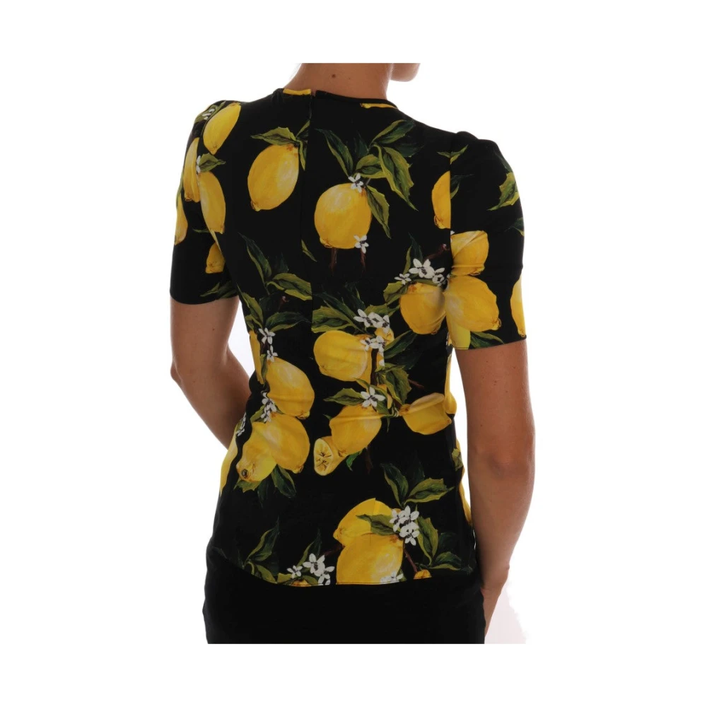 Dolce & Gabbana Siciliaanse Citroenprint Zijden Blouse Multicolor Dames
