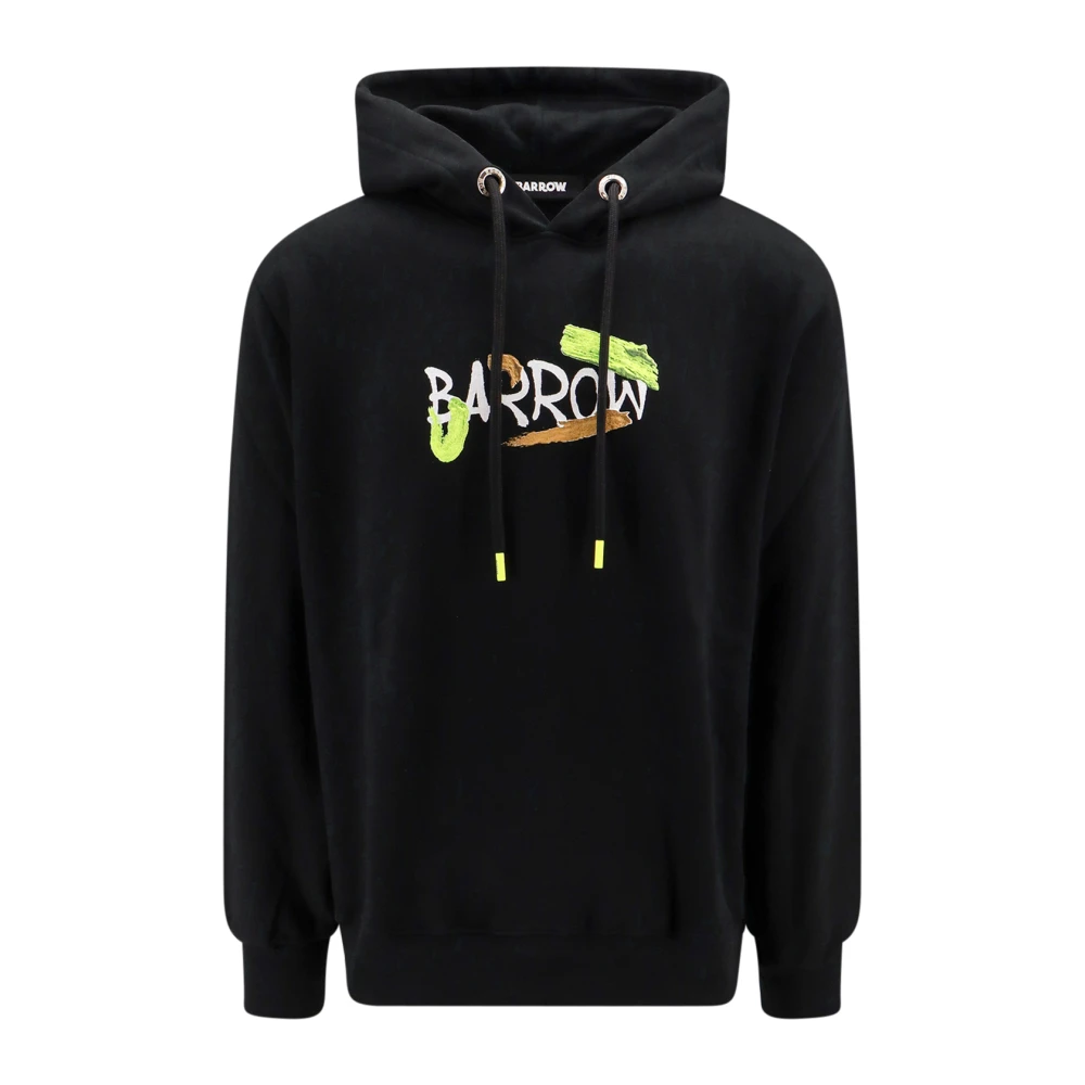Barrow Zwarte Sweatshirt met Capuchon en Maxi Print Black Heren