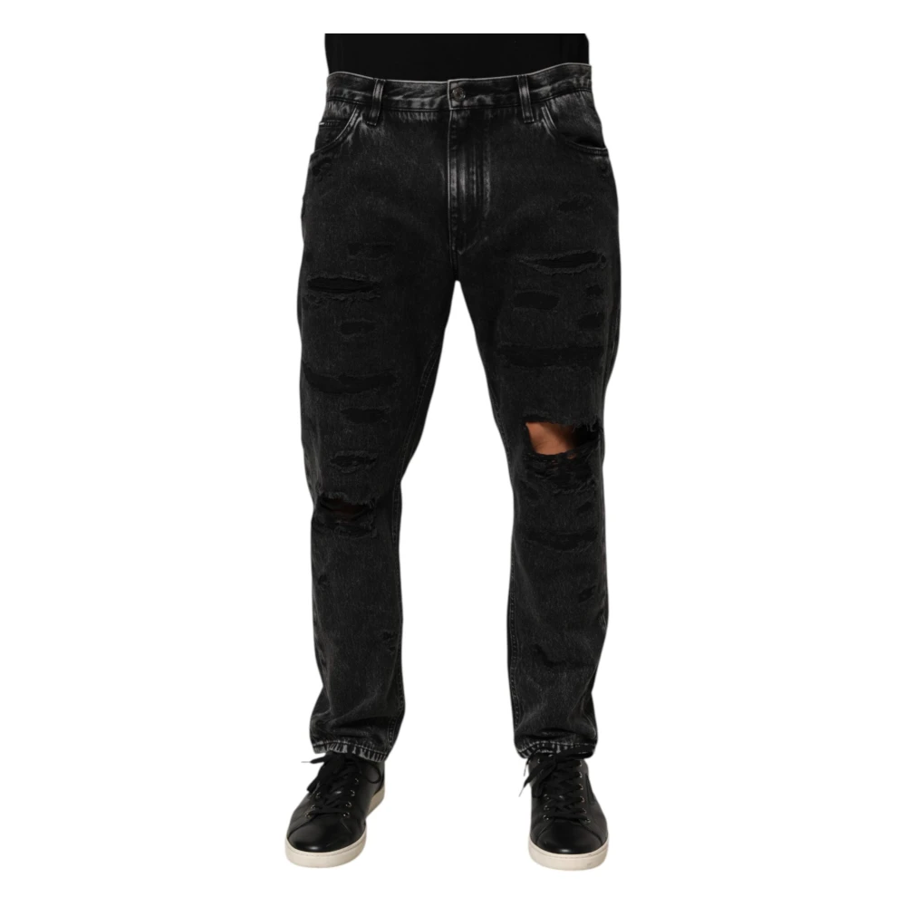 Dolce & Gabbana Men's Black Loose Fit Jeans, Xl, Loose Denim Jeans