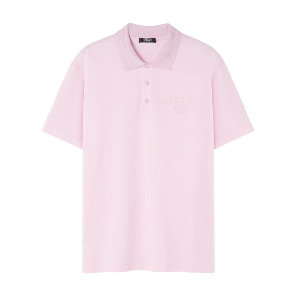 Versace Handtekening Greca Detail Polo Shirt Pink Heren