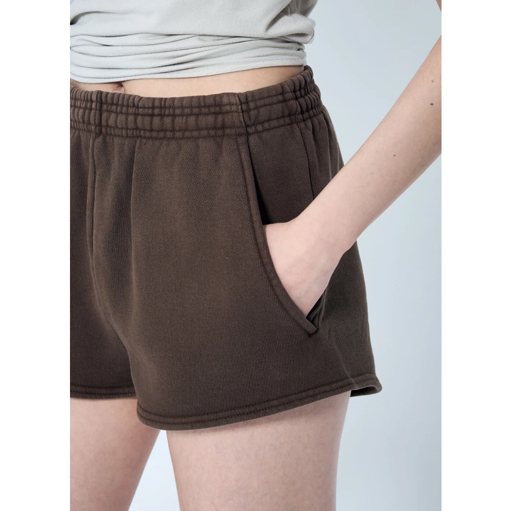 Entire Studios Katoenen Fleece Micro Shorts Brown Dames