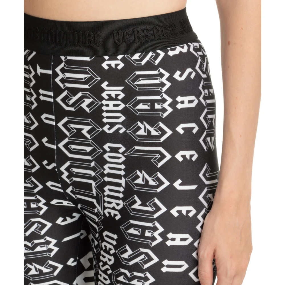 Versace Jeans Couture Abstract Multicolor Logo Leggings Black Dames