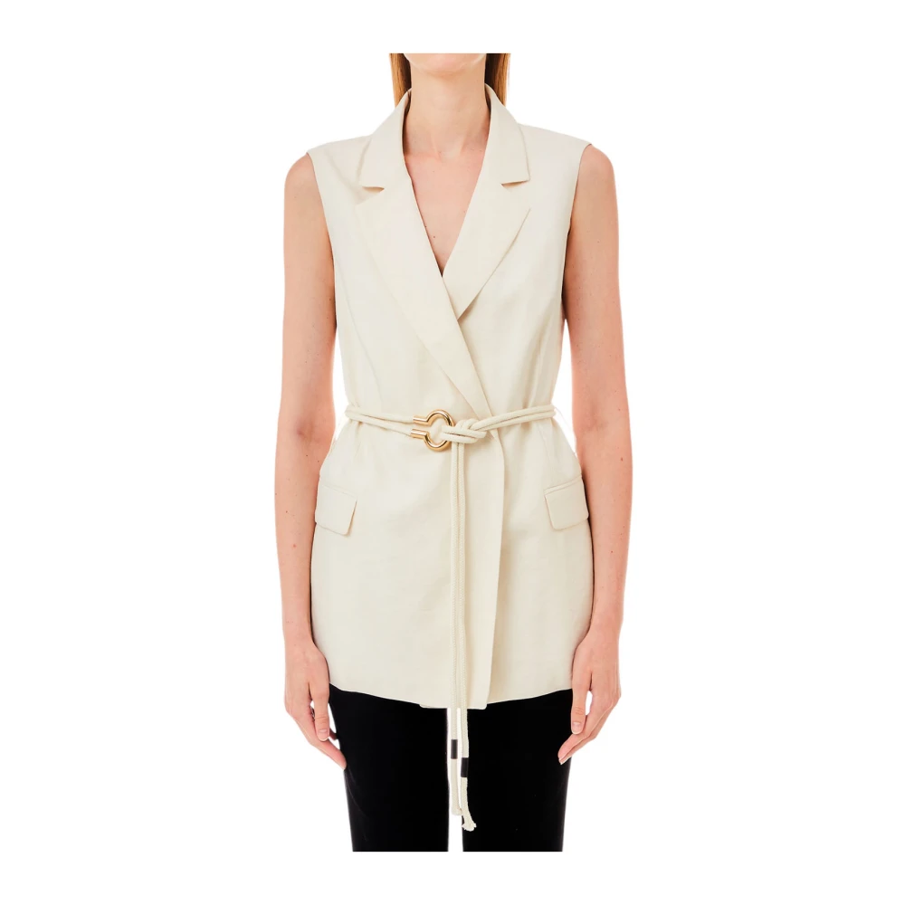 Liu Jo Lang Viscose Sweater Vest Beige Dames