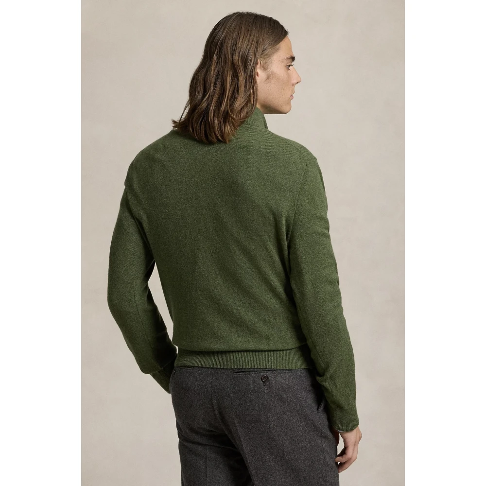 Ralph Lauren Klassieke Olijf Wool Quarter-Zip Jumper Green Heren