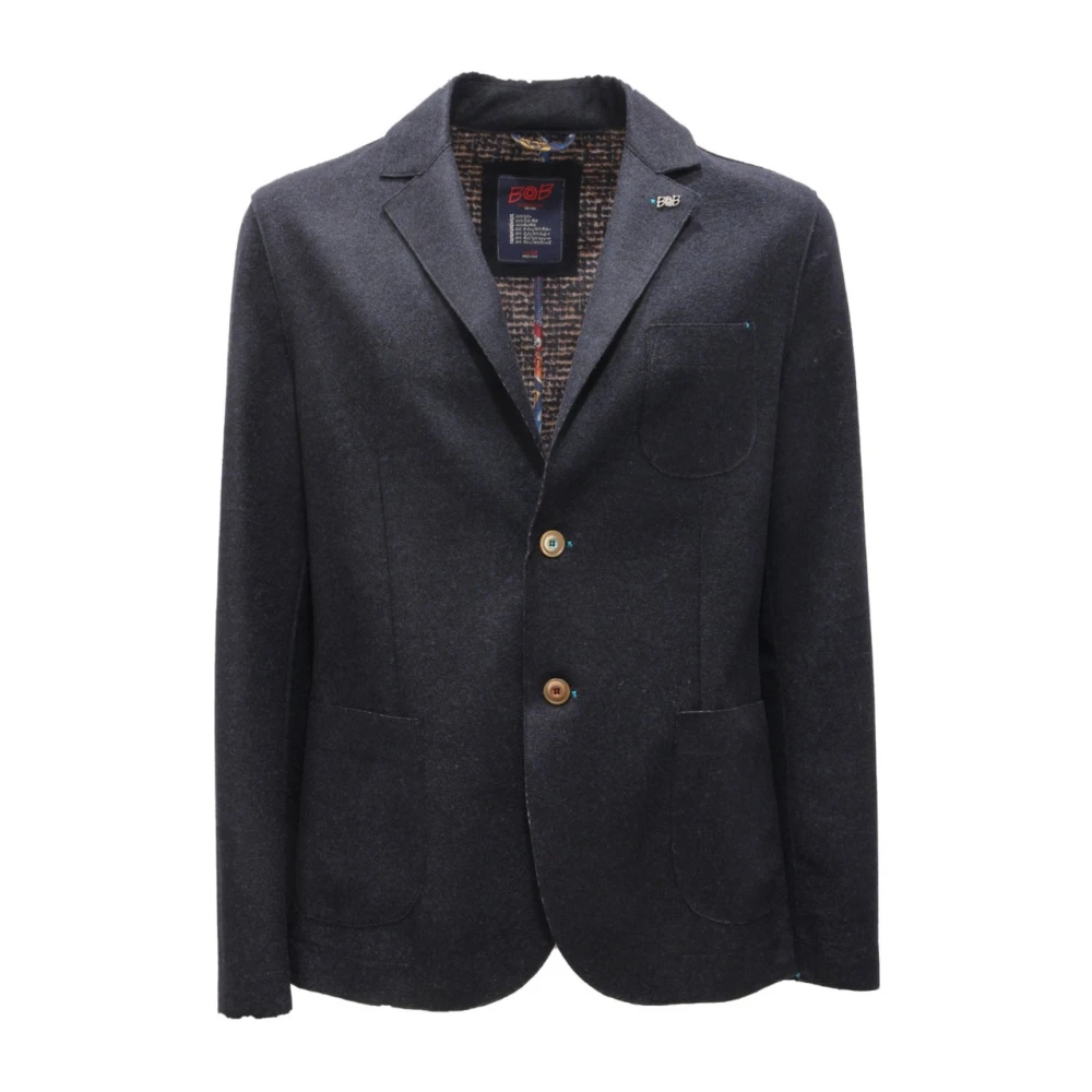 Stretch Wool Blend Jacket Navy Blue - Bob - Modalova