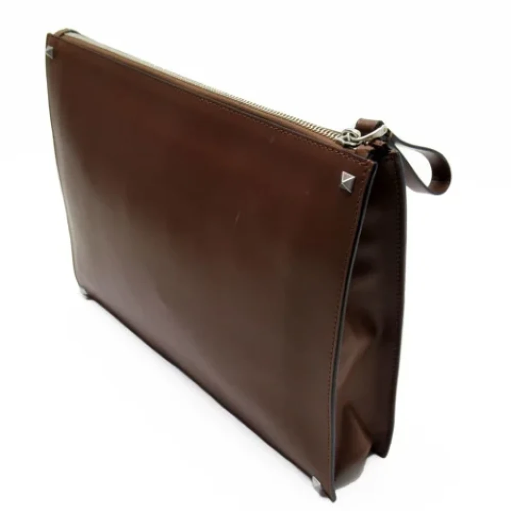 Valentino Vintage Pre-owned Fabric clutches Brown Dames