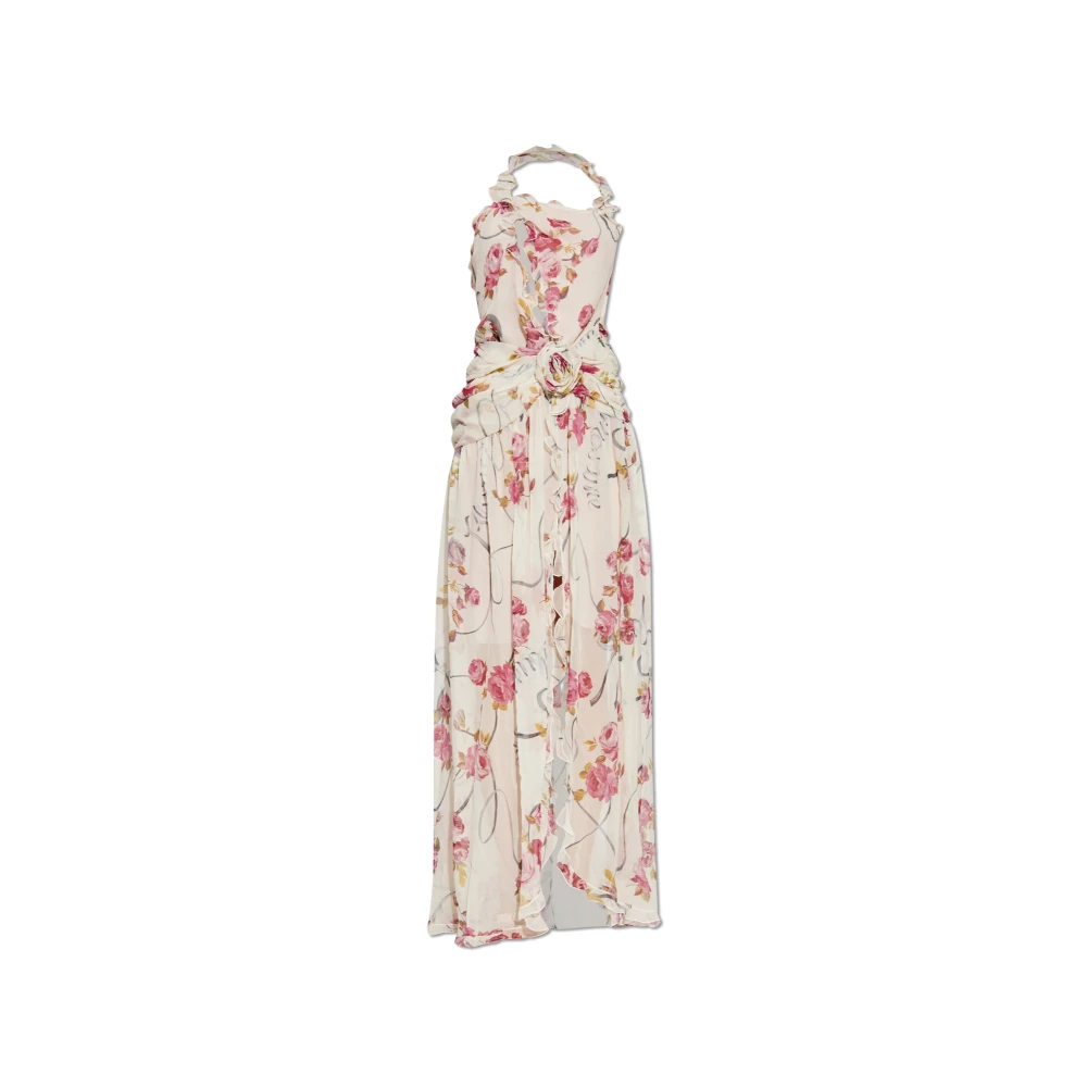Blumarine Beige Blommigt Mönster Klänning
