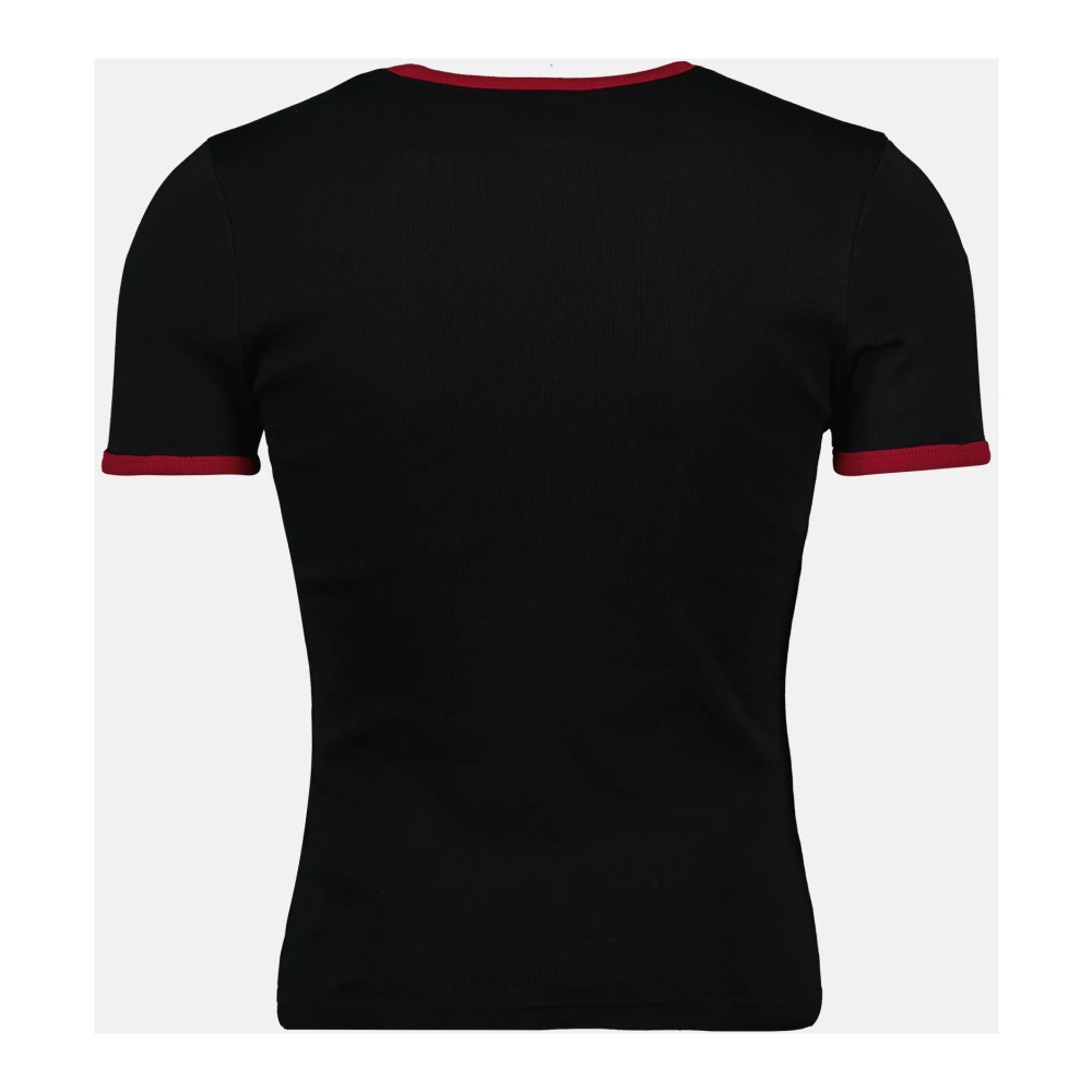 Courrèges Zwart en rood handtekening T-shirt Black Heren