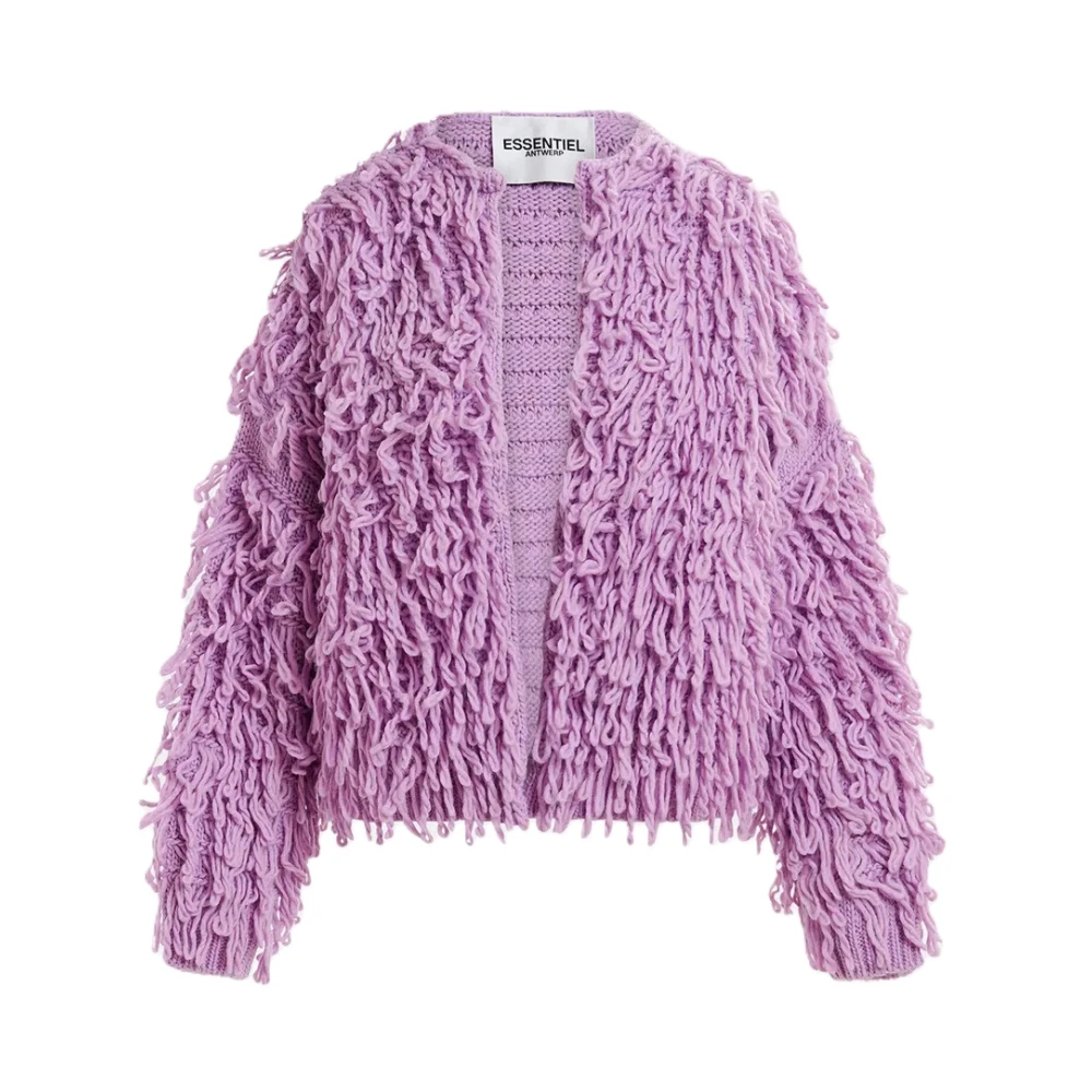 Essentiel Antwerp Chunky Gebreide Franjejas Purple Dames