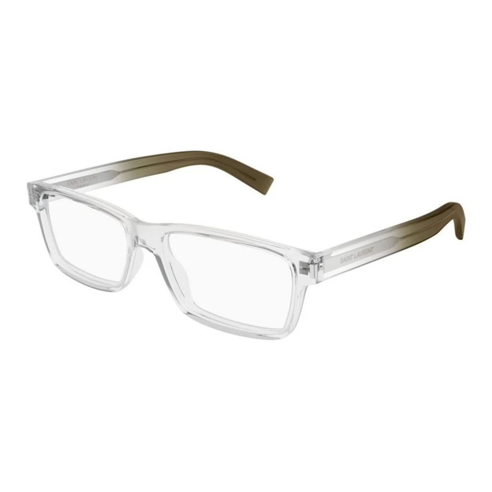 Saint Laurent Men's Gray Glasses, 56 Mm, Rectangular Glasses