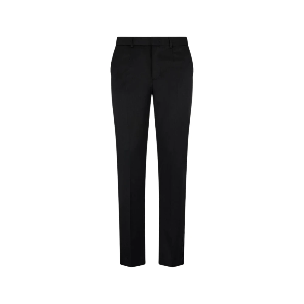 Roberto Cavalli Black Slim-Fit Trousers, Male, S, Straight-Leg Wool Trousers