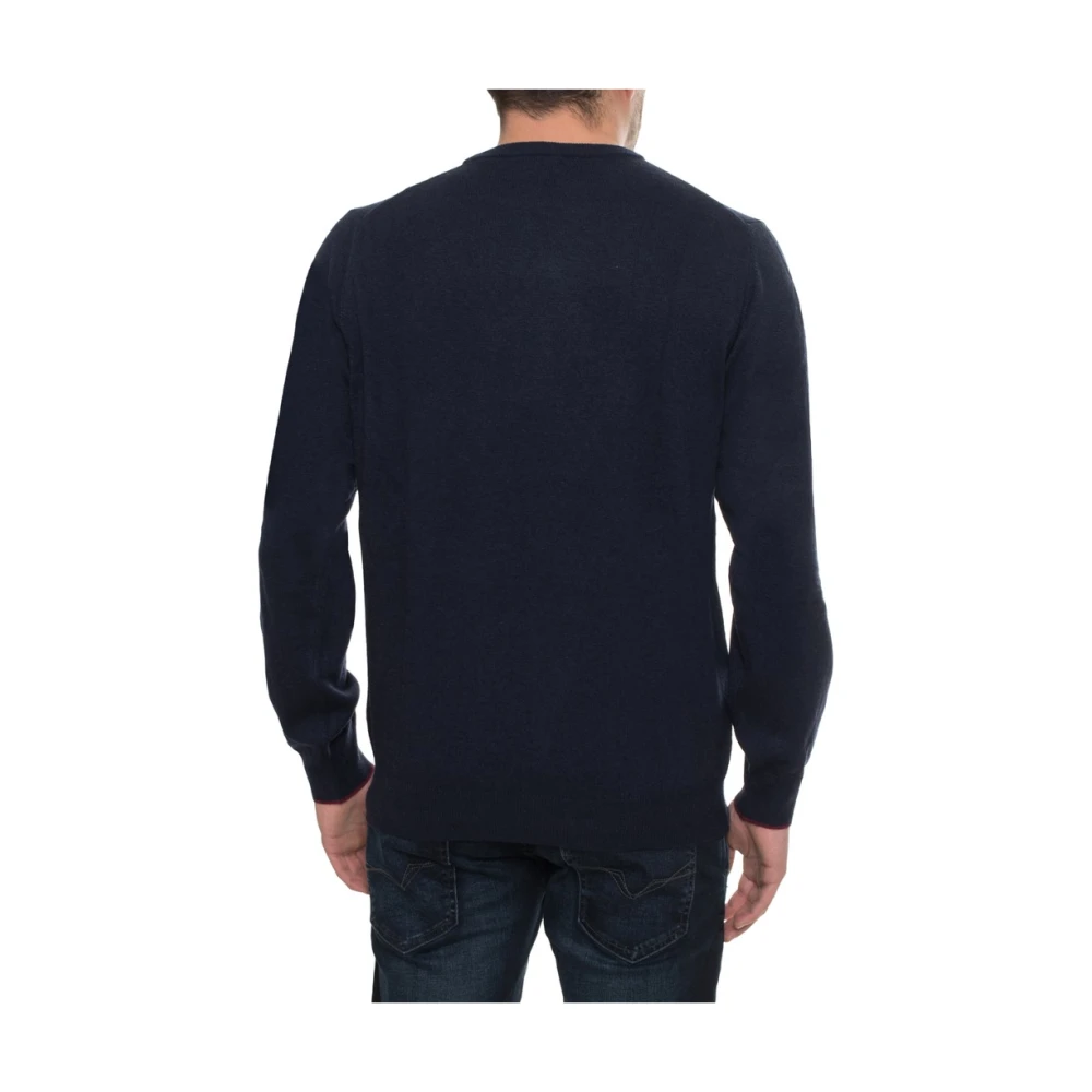 Sergio Tacchini Ronde Hals Wolmix Trui met Logo Blue Heren
