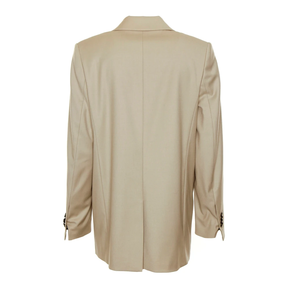 drykorn Glanzende Blazer met Gebroken Revers Beige Heren