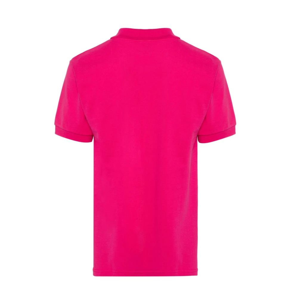 Moschino Fuchsia Polo Shirt met Logo Tekst Pink Heren