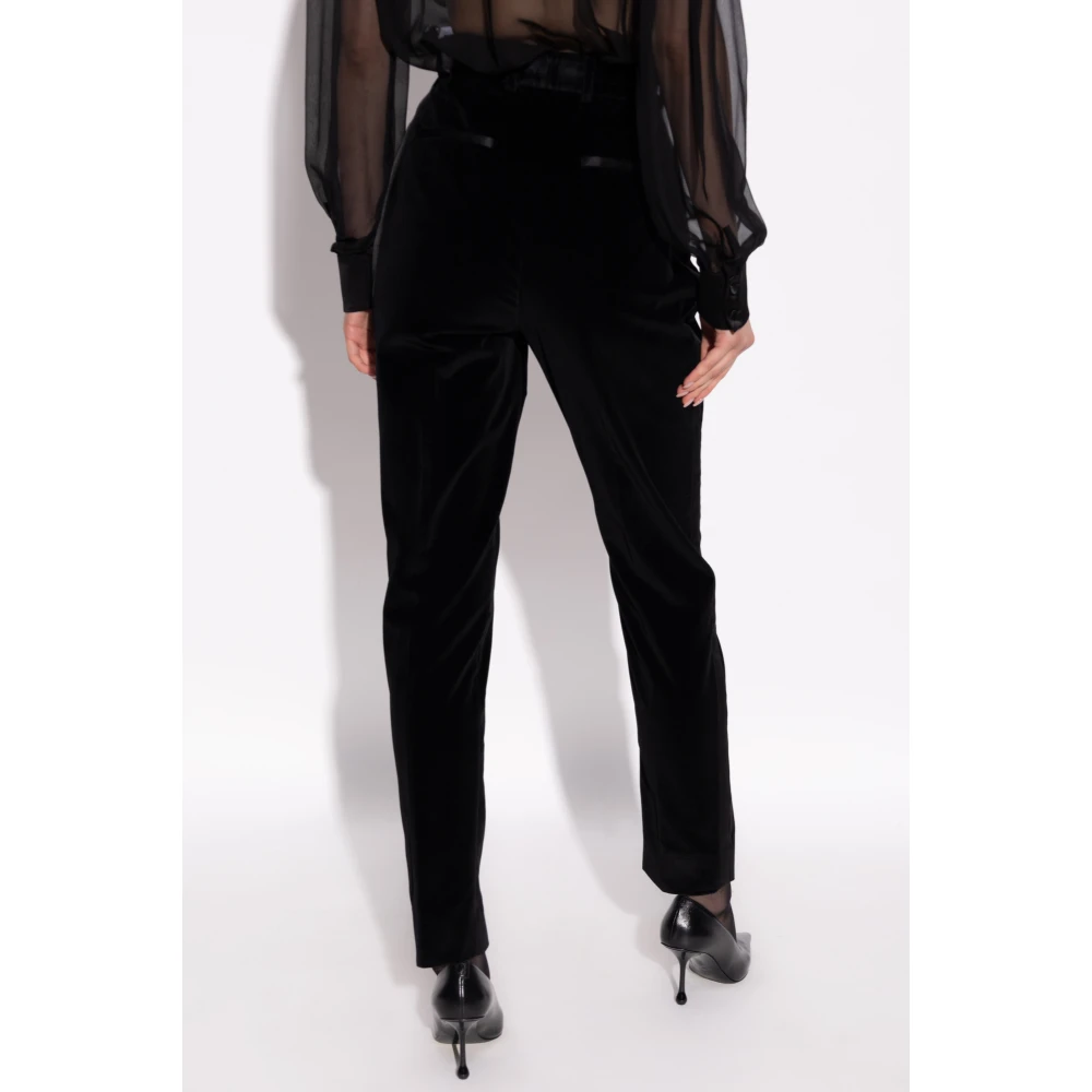 Dolce & Gabbana Fluwelen broek met zijstrepen Black Dames