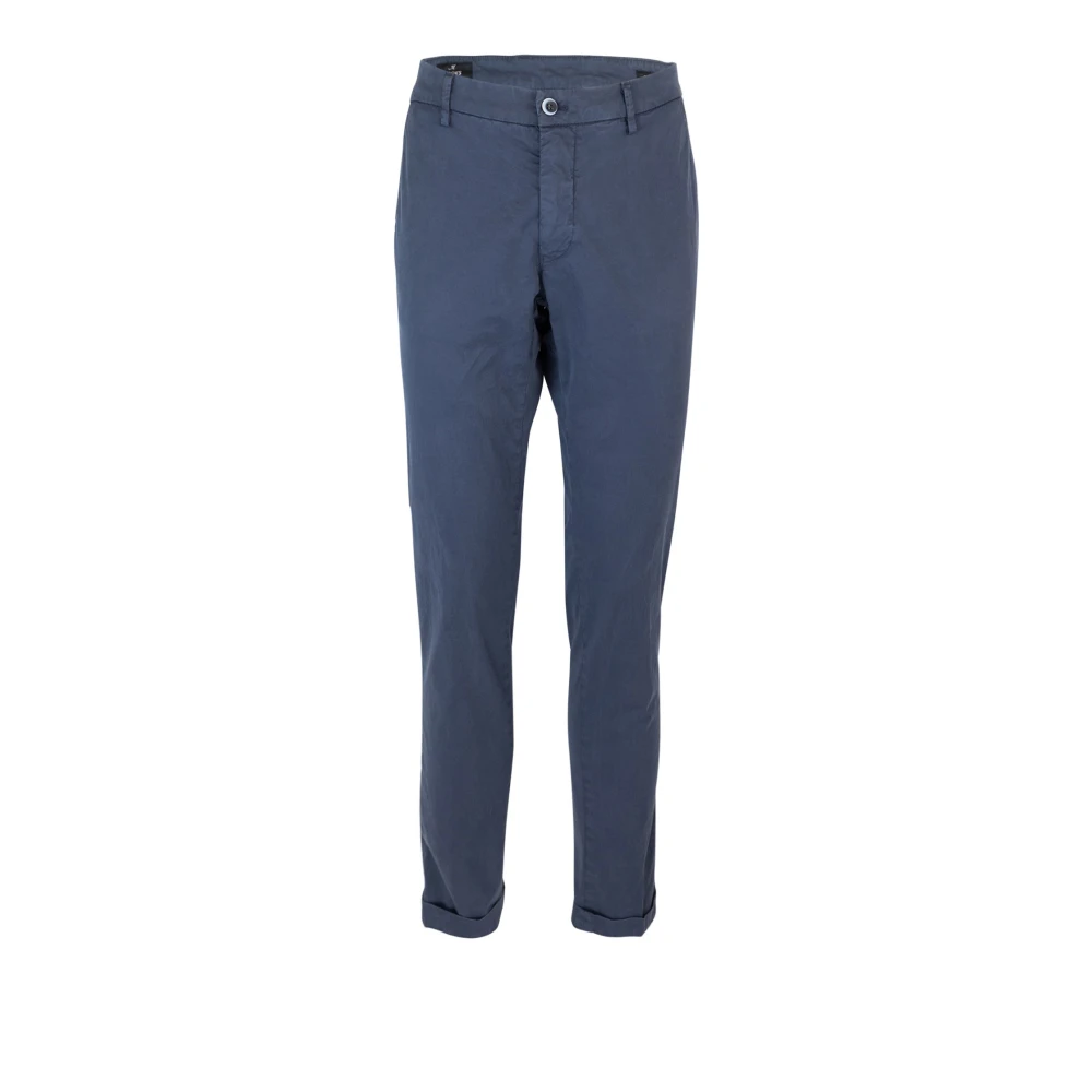 Mason's Blauwe Chino Broek Regular Fit Rits Knoopsluiting Blue Heren
