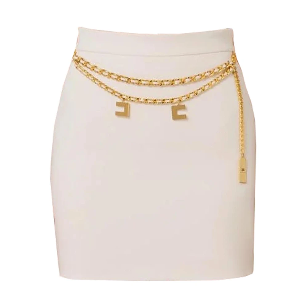 Elisabetta Franchi Stretch Crêpe Minirok met Kettingriem White Dames